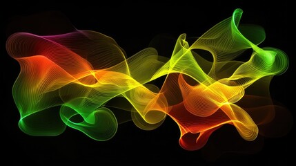 Poster - Smooth colorful curves of neon light creating a dramatic and energetic visual effect, perfect for digital design.