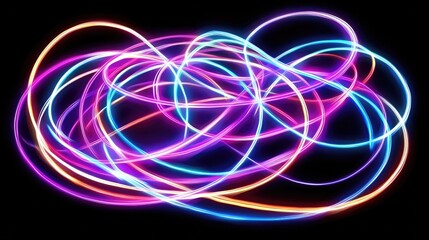 Poster - Smooth colorful curves of neon light creating a dramatic and energetic visual effect, perfect for digital design.