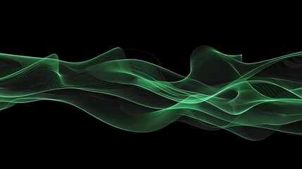 Poster - Vibrant green wave patterns with glowing highlights, radiating speed and energy, perfect for technology-based visuals.