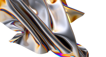 Poster - Shimmering iridescent fabric drapes creating a captivating abstract design