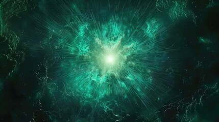 Aufkleber - Vivid green laser beams radiating from a glowing center, creating a futuristic and high-tech energy effect.