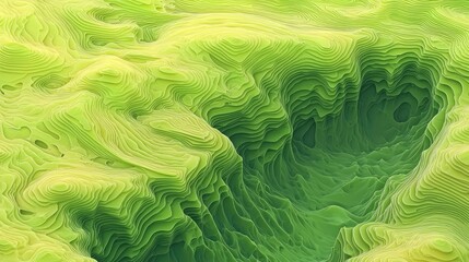 Poster - Vivid green waveforms with glowing edges and fluid movement, creating a futuristic and energetic abstract background.
