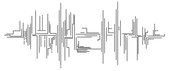 Poster - Abstract black and white illustration of a digital sound wave design.