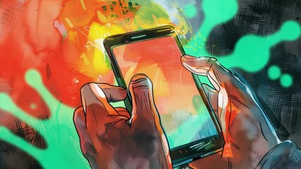 Leinwandbilder - A person holding a smartphone in their hand