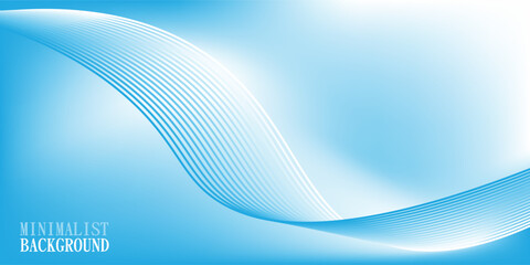 Poster - Minimalist abstract blue gradient background with shining lines waves for banner, poster, cover, brochure, flyer, website