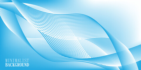 Poster - Minimalist abstract blue gradient background with shining lines waves