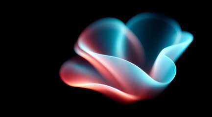 Leinwandbilder - Glowing Blue Abstract Light Flower Shape on Neutral Grey Background with Subtle White and Red Highlights