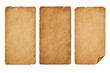 © easybanana - Three pieces of paper with a brownish color. The paper is old and has a worn out look