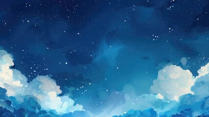 Poster - A photo of the night sky with clouds and stars shining bright, great for astronomy or nature-themed projects