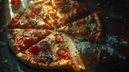 Aufkleber - A slice taken out of a pizza, showing the inside