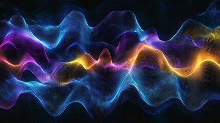 Aufkleber - Abstract colorful wavy glowing particles background.