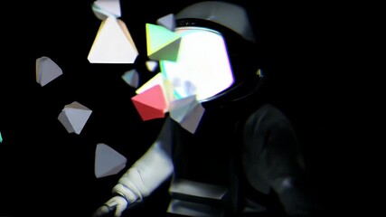 Wall Mural - Astronaut with Geometric Shapes - Dark Scene