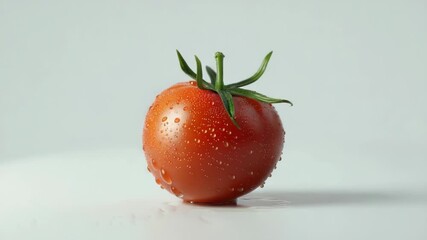 Poster - A juicy tomato with water droplets glistening on its surface, perfect for food or drink photography
