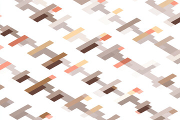 Aufkleber - Abstract geometric pattern isometric view ikat woven lines faded browns beige tan minimalist seamless background modern textile digital art