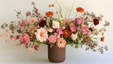Stunning Autumnal Flower Arrangement in Brown Vase