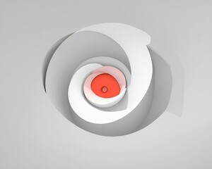 Poster - Abstract 3D Spiral Design White Grey and Red Geometric Pattern