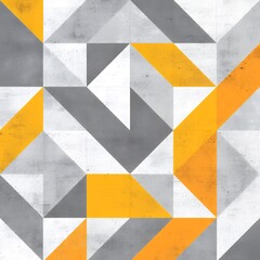 Poster - Abstract Geometric Pattern with Gray and Yellow Triangles