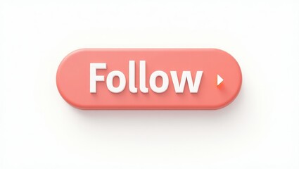 Poster - A coral-colored follow button with white text.