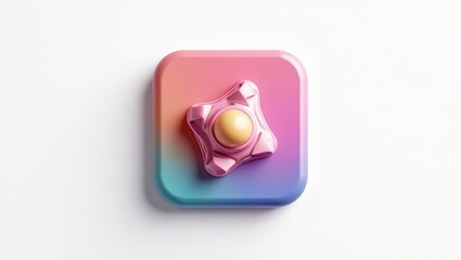 Poster - Pastel colored, square-shaped object with a central, round element.
