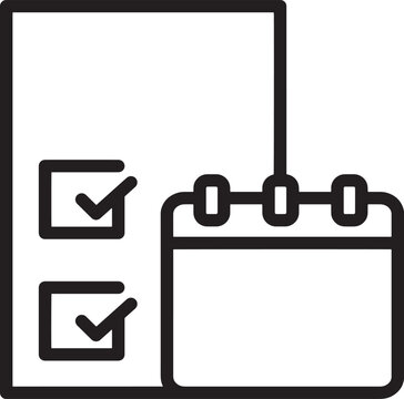 Task Management and Scheduling Icon – Calendar with Checklist