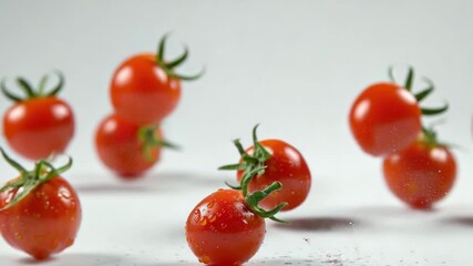Poster - Fresh tomatoes suspended in mid-air with no visible support or context