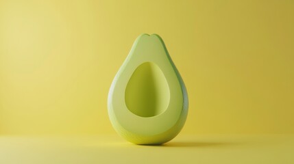 Aufkleber - Stylized avocado half on yellow background.