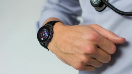 Aufkleber - Medical professional examining patient, wearing watch and stethoscope