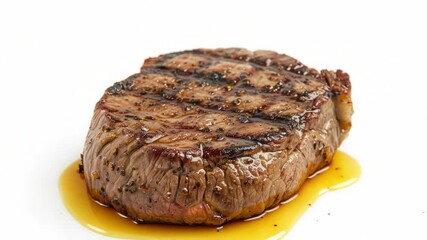 Aufkleber - A juicy piece of steak served on a clean white plate, perfect for a dinner or lunch setting