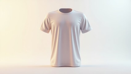 Poster - Blank white t-shirt mockup on a plain background.