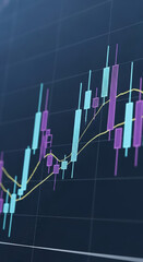 Aufkleber - Close-up of financial chart displaying candlestick patterns and trend line, illustrating market dynamics and potential investment opportunities, ideal for financial reporting or business presentations