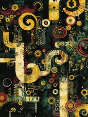 Poster - The image showcases an abstract, psychedelic design with intricate patterns and bold shapes