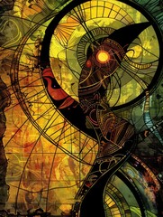Poster - The image showcases an abstract, psychedelic design with intricate patterns and bold shapes