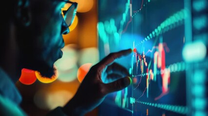 Aufkleber - A person studying charts and graphs on a computer monitor, possible business or financial analysis