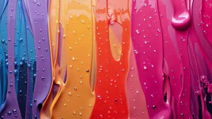 Poster - Colorful paint drips create an artistic display on a textured surface in vibrant hues