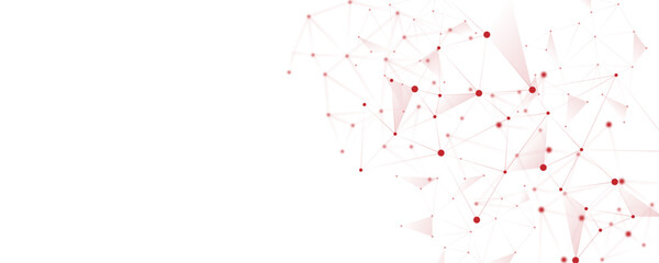 Poster - Abstract white red digital technology futuristic communication high tech concept background. Technology dots lines connect network background.	
