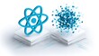 © Pter - Innovative and elegant vector illustration featuring a robust React icon paired with a sophisticated JavaScript library design for advanced web development applications