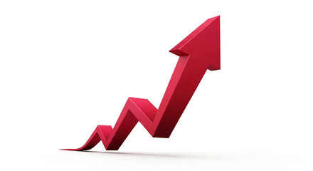 Poster - Red 3D arrow pointing upward, showcasing growth, progress, and success, ideal for business presentations or financial reports