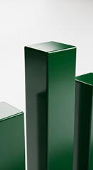 Poster - Dark green glossy cubes on white background, creating a minimalist product showcase scene ideal for advertising or presentations