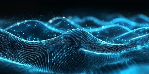 Abstract blue tech background featuring dynamic digital waves.