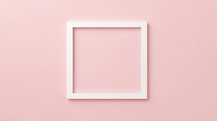 Fototapete - Front view of empty frame on light pink wall background with modern minimal concept. Display of showing exhibition. Realistic 3D render 