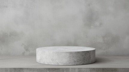 Fototapete - Close up of marble pedestal or product display on gray background with presentation concept. Stone podium stage. 3D rendering