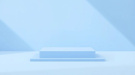 Fototapete - rendered podium for your product showcase. Blue platforms composition