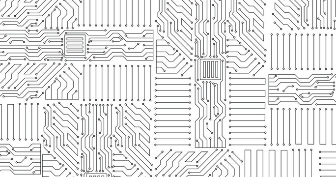 Circuit board abstract technology on white background. Copy space for text. Vector illustration.