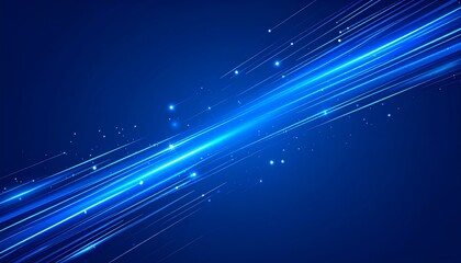 Poster - Blue light trails on dark background.