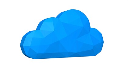 Aufkleber - Blue polygonal cloud isolated on white.