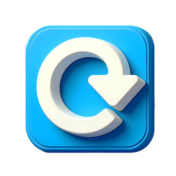 3d rendered blue reload icon with white arrow isolated on transparent background