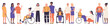 © Flash Vector - Diverse multiethnic group of old and young people with disabilities set vector illustration. Cartoon happy characters sitting in wheelchair, standing on prosthesis or crutches isolated on white