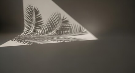 Poster - Striking still life features delicate palm frond shadows cast upon textured paper, creating a serene and minimalist botanical composition with modern appeal.