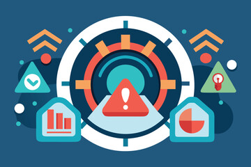 Poster - Modern abstract illustration depicting system alert with data analysis and information flow concepts