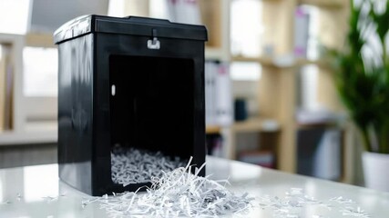 Aufkleber - A stack of shredded documents or papers, often used for secure disposal or recycling